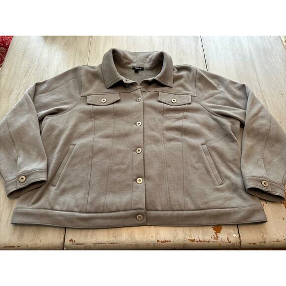 Torrid Gray Fleece Lined Trucker Shacket Jacket Button Up Sz 4x - Picture 1 of 13